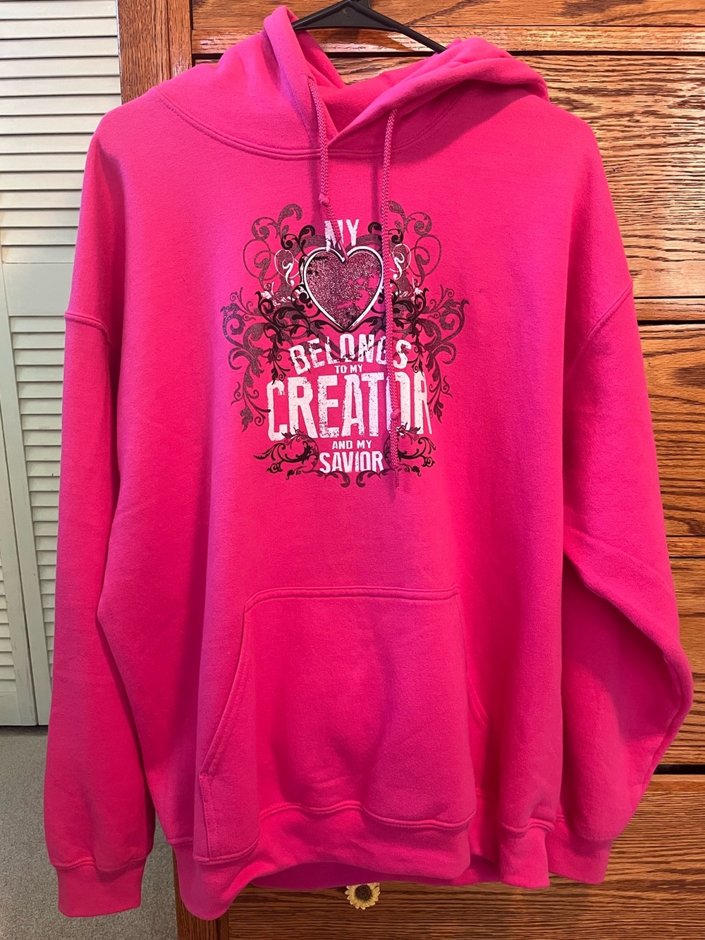 Women’s Pink Graphic Hoodie Sweatshirt - Creation Museum Heart Design